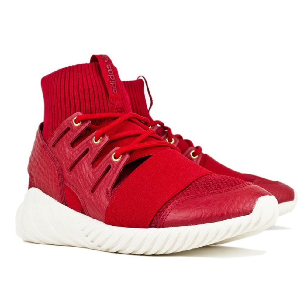 Adidas Red & White Tubular Doom Chinese New Year Of The Monkey Sporty Sneakers